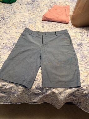 Ashworth Light Blue Flat-Front Stretch Chino Shorts